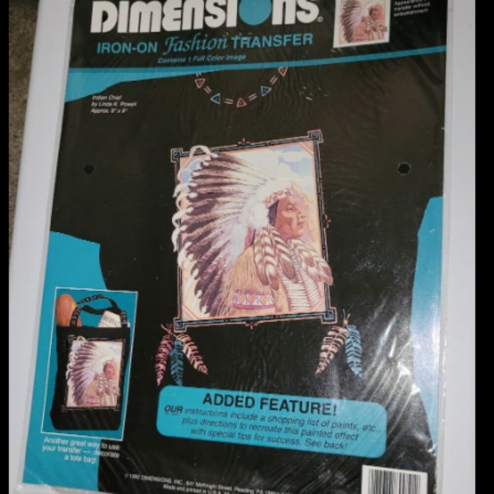 Vintage Dimensions Iron-On Transfer Indian Chief